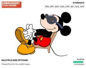 Mickey In Summer - Disney's Mickey Mouse - Embroidery Design in 3 sizes & 8 formats