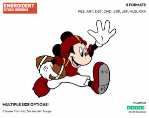 Playing Football - Disney's Mickey Mouse - Embroidery Design in 3 sizes & 8 formats