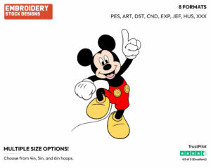 Mickey Mouse - Disney's Mickey Mouse - Embroidery Design in 3 sizes & 8 formats