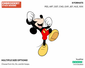Cheering - Disney's Mickey Mouse - Embroidery Design in 3 sizes & 8 formats