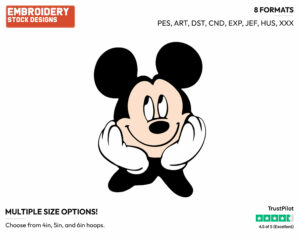 Mickey Mouse Face - Disney's Mickey Mouse - Embroidery Design in 3 sizes & 8 formats