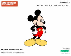 Mickey Mouse - Disney's Mickey Mouse - Embroidery Design in 3 sizes & 8 formats