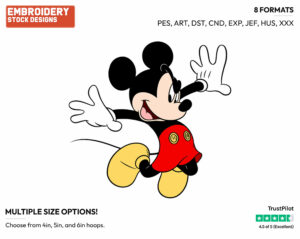 Jumping - Disney's Mickey Mouse - Embroidery Design in 3 sizes & 8 formats