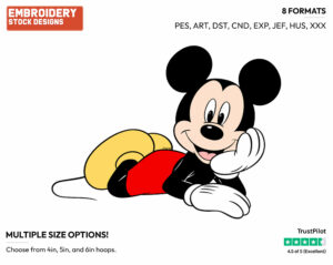 Mickey Mouse - Disney's Mickey Mouse - Embroidery Design in 3 sizes & 8 formats