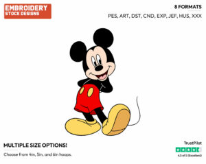Mickey Mouse - Disney's Mickey Mouse - Embroidery Design in 3 sizes & 8 formats