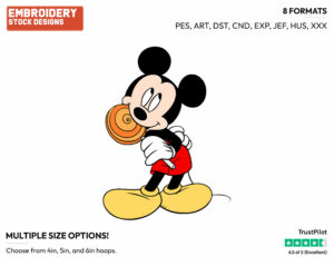 Enjoying A Lollipop - Disney's Mickey Mouse - Embroidery Design in 3 sizes & 8 formats