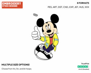 Mickey Flipping A Coin - Disney's Mickey Mouse - Embroidery Design in 3 sizes & 8 formats