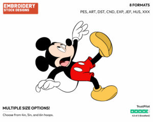 Mickey Mouse Falling - Disney's Mickey Mouse - Embroidery Design in 3 sizes & 8 formats