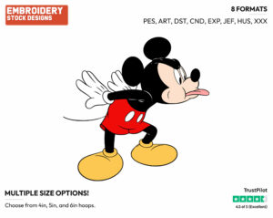Mickey Mouse Sticking Out His Tongue - Disney's Mickey Mouse - Embroidery Design in 3 sizes & 8 formats
