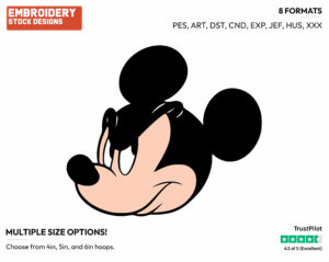 Mickey Mouse Face - Disney's Mickey Mouse - Embroidery Design in 3 sizes & 8 formats