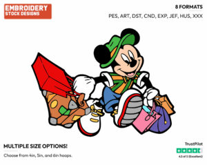 Carrying Luggage For Vacation - Disney's Mickey Mouse - Embroidery Design in 3 sizes & 8 formats