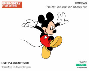 Jumping Down - Disney's Mickey Mouse - Embroidery Design in 3 sizes & 8 formats