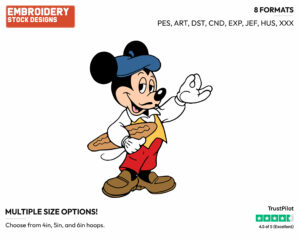 French Mickey Mouse - Disney's Mickey Mouse - Embroidery Design in 3 sizes & 8 formats
