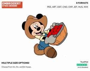 Carrying Apples - Disney's Mickey Mouse - Embroidery Design in 3 sizes & 8 formats