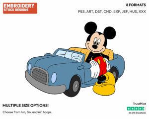 Mickey Mouse, Car - Disney's Mickey Mouse - Embroidery Design in 3 sizes & 8 formats