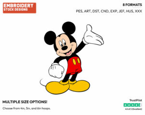 Mickey Mouse - Disney's Mickey Mouse - Embroidery Design in 3 sizes & 8 formats