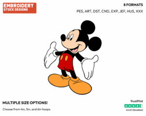 Mickey With Open Arms - Disney's Mickey Mouse - Embroidery Design in 3 sizes & 8 formats