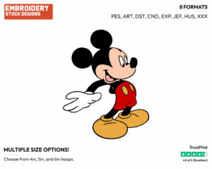 Surprised Mickey Mouse - Disney's Mickey Mouse - Embroidery Design in 3 sizes & 8 formats