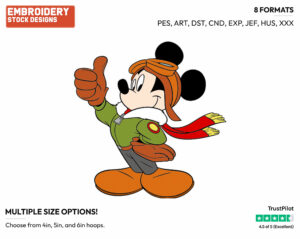 Pilot Mickey Mouse - Disney's Mickey Mouse - Embroidery Design in 3 sizes & 8 formats