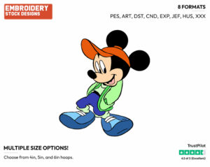 Young Mickey Mouse - Disney's Mickey Mouse - Embroidery Design in 3 sizes & 8 formats