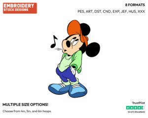 Whistling - Disney's Mickey Mouse - Embroidery Design in 3 sizes & 8 formats