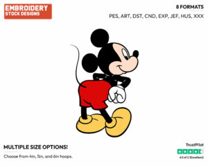 Mickey Mouse Back View - Disney's Mickey Mouse - Embroidery Design in 3 sizes & 8 formats