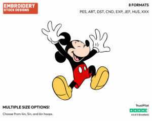 Mickey Mouse Cheering - Disney's Mickey Mouse - Embroidery Design in 3 sizes & 8 formats
