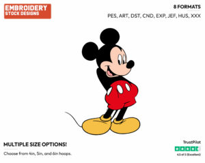 Mickey Mouse With His Hands In His Pockets - Disney's Mickey Mouse - Embroidery Design in 3 sizes & 8 formats