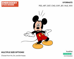 Surprised - Disney's Mickey Mouse - Embroidery Design in 3 sizes & 8 formats