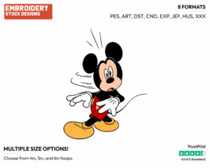 Surprised - Disney's Mickey Mouse - Embroidery Design in 3 sizes & 8 formats