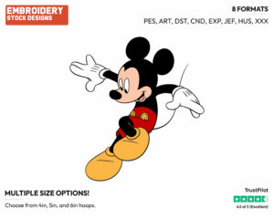 Jumping - Disney's Mickey Mouse - Embroidery Design in 3 sizes & 8 formats