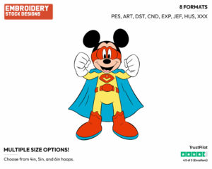 Super Mickey - Disney's Mickey Mouse - Embroidery Design in 3 sizes & 8 formats