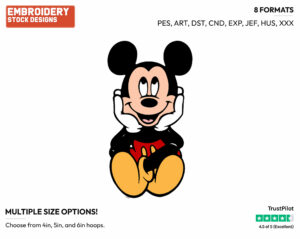 Thoughtful - Disney's Mickey Mouse - Embroidery Design in 3 sizes & 8 formats