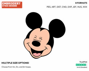Mickey Mouse's Face - Disney's Mickey Mouse - Embroidery Design in 3 sizes & 8 formats