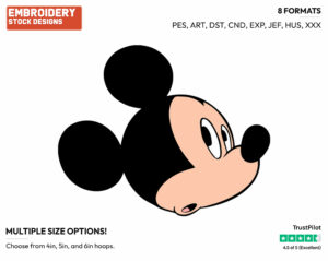 Mickey Mouse's Face - Disney's Mickey Mouse - Embroidery Design in 3 sizes & 8 formats