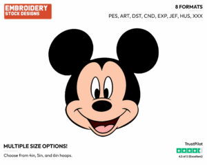 Mickey Mouse's Face - Disney's Mickey Mouse - Embroidery Design in 3 sizes & 8 formats