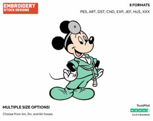 Doctor Mickey - Disney's Mickey Mouse - Embroidery Design in 3 sizes & 8 formats
