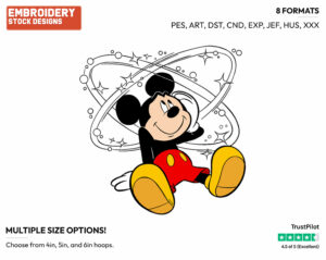 Dizzy Mickey Mouse - Disney's Mickey Mouse - Embroidery Design in 3 sizes & 8 formats