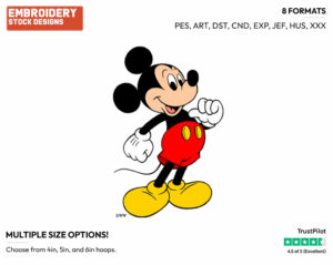 Mickey With His Thumb To His Chest - Disney's Mickey Mouse - Embroidery Design in 3 sizes & 8 formats