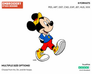 On A Walk - Disney's Mickey Mouse - Embroidery Design in 3 sizes & 8 formats