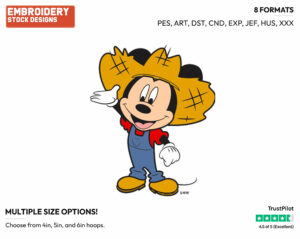 Farmer Mickey Mouse - Disney's Mickey Mouse - Embroidery Design in 3 sizes & 8 formats