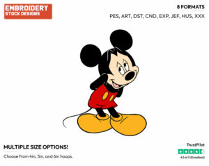 Shy Mickey Mouse - Disney's Mickey Mouse - Embroidery Design in 3 sizes & 8 formats