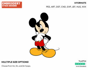 Reflecting - Disney's Mickey Mouse - Embroidery Design in 3 sizes & 8 formats