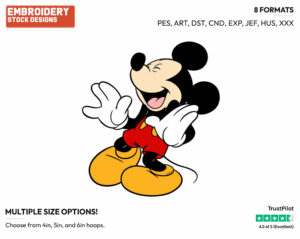 Laughing - Disney's Mickey Mouse - Embroidery Design in 3 sizes & 8 formats