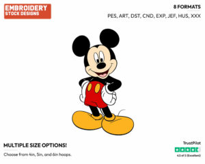 Smiling With Hands On Hips - Disney's Mickey Mouse - Embroidery Design in 3 sizes & 8 formats