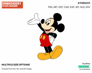 Mickey Mouse - Disney's Mickey Mouse - Embroidery Design in 3 sizes & 8 formats