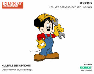 Mickey Mouse The Construction Worker - Disney's Mickey Mouse - Embroidery Design in 3 sizes & 8 formats