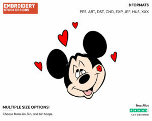 Mickey In Love - Disney's Mickey Mouse - Embroidery Design in 3 sizes & 8 formats