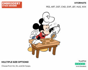 Making Cookies - Disney's Mickey Mouse - Embroidery Design in 3 sizes & 8 formats