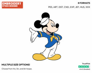 Mickey The Sailor - Disney's Mickey Mouse - Embroidery Design in 3 sizes & 8 formats